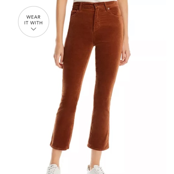 NWOT 7 For All Mankind Cropped Boot Corduroy Whiskey Auburn Pants Size 32 - Picture 1 of 10